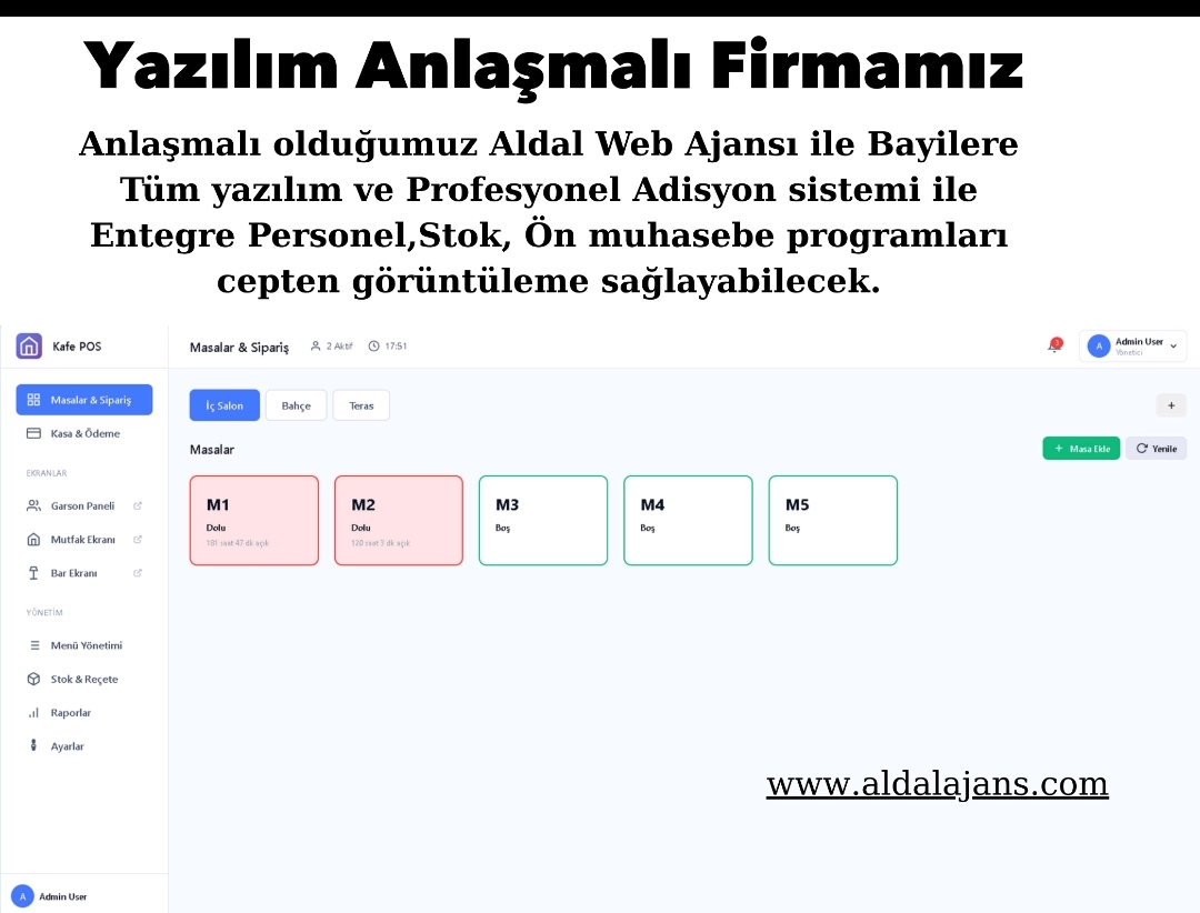Aldal Ajans adisyon ve yazilim sistemi